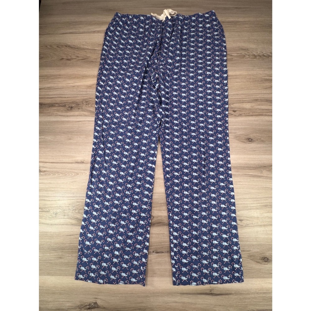 Vineyard‎ Vines Mens XXL Blue Candy Cane Whale Pajama Pants Holiday Flannel